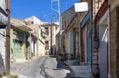 Sokakta tarihi köy, Volissos, Sakız Adası, Yunanistan