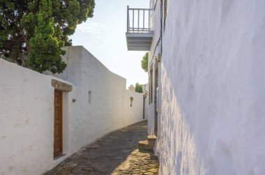 Patmos adası, Oniki Ada, Yunanistan chora şehrindeki geleneksel mimari
