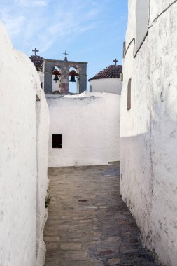 Patmos adası, Oniki Ada, Yunanistan chora şehrindeki geleneksel mimari