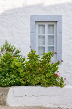 Patmos adası, Oniki Ada, Yunanistan chora şehrindeki geleneksel mimari