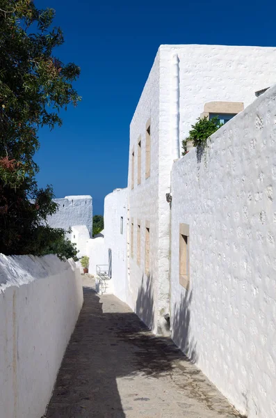 Tradiční architektura v chora ostrova Patmos, Dodecanese, Řecko — Stock fotografie