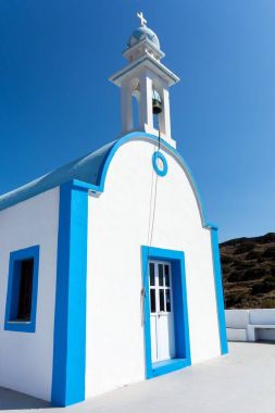 Güzel küçük beyaz kilise Lipsi Island, Oniki Ada, Yunanistan