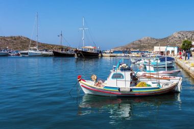 23rd Ağustos 2017 - Lipsi Island, Yunanistan - Lipsi pitoresk harbor Island, Oniki Ada, Yunanistan