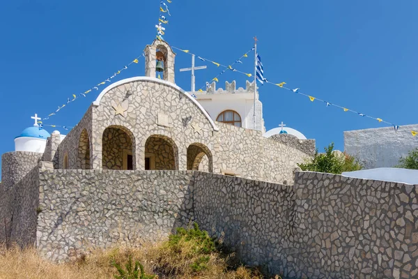 Śliczny Mały Kamienny Kościół Lipsi Wyspie Dodekanez Grecja — Zdjęcie stockowe
