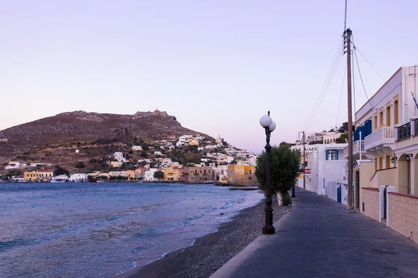 Avond Kleuren Het Dorp Van Agia Marina Leros Eiland Griekenland — Stockfoto