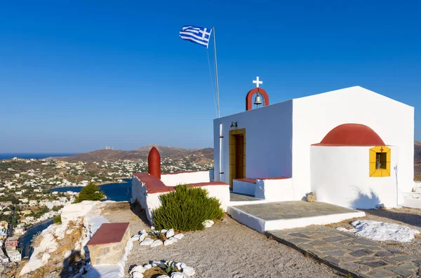 Schöne Kleine Kirche Auf Einem Hügel Leros Insel Dodekanes Griechenland — Stockfoto