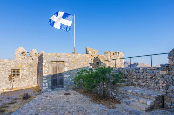 Het Kasteel Top Van Berg Leros Eiland Griekenland — Stockfoto