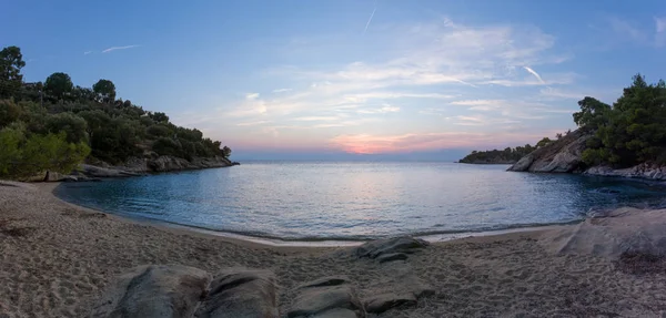 Lindo Pôr Sol Cores Sobre Mar Sithonia Chalkidiki Grécia — Fotografia de Stock