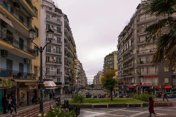 Thessaloniki Greece December 17Th 2017 Street Downtown Thessaloniki Greece — Stock Photo, Image