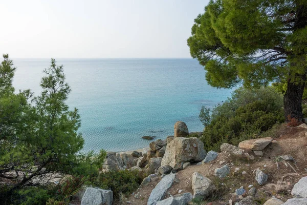 希腊Chalkidiki Sithonia Koviou海滩 海边美丽的风景 — 图库照片