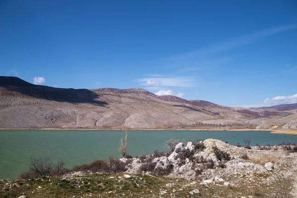 Wonderful Scenery Lake Petres Village Florina Greece — Stock Photo, Image