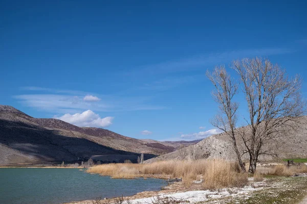 Wonderful Scenery Lake Petres Village Florina Greece — Stock Photo, Image