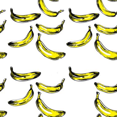 Muz ve kusursuz desen. Elle çizim .