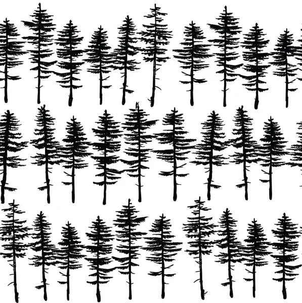 Padrão Sem Costura Com Árvores Natal Pinheiros Desenho Vetorial Mão —  Vetores de Stock