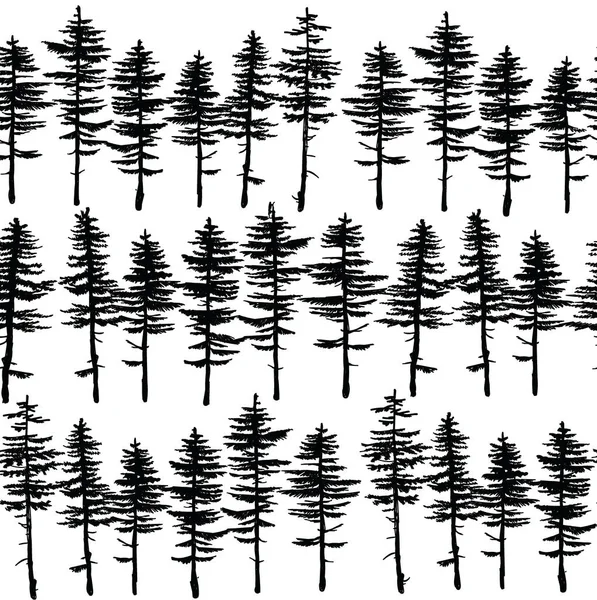 Seamless Pattern Christmas Trees Pine Trees Vector Drawing Hand Background — Stock Vector