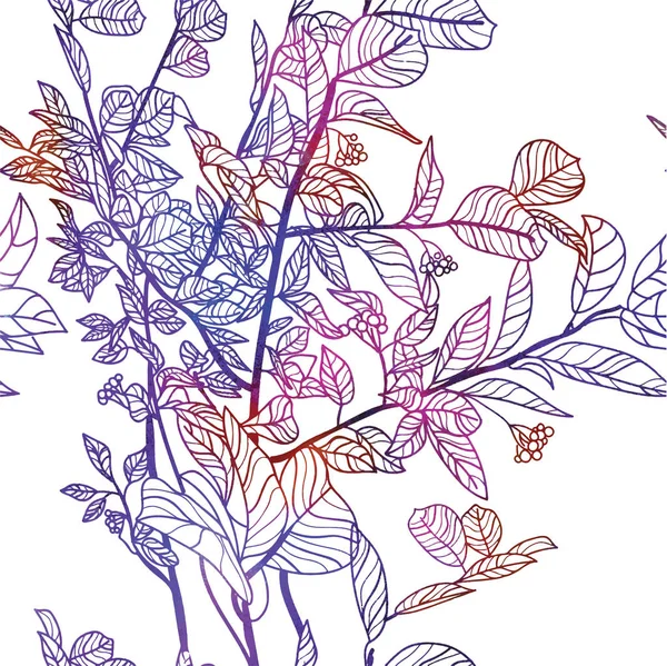 Nahtloses Buntes Muster Mit Zweigen Blättern Und Beeren Netter Hintergrund — Stockvektor