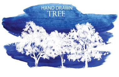 Bahçedeki ağaçlar. Eski tarz bir figür. Zeytin ağaçları, elma ağaçları .