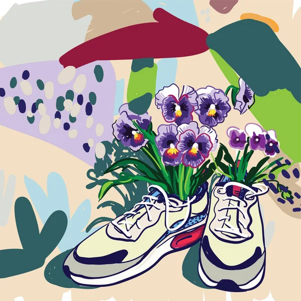 Naadloos Patroon Met Sneakers Meerkleurig Jeugdpatroon Abstracte Achtergrond — Stockvector