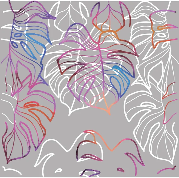 Nahtloses Muster Mit Blättern Einer Tropischen Pflanze Textur Aus Aquarellfarbe — Stockvektor