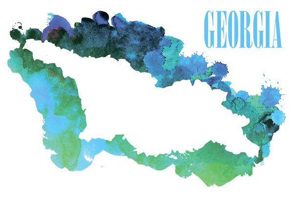 Georgia. High detailed vector maps. Spray watercolor paint.