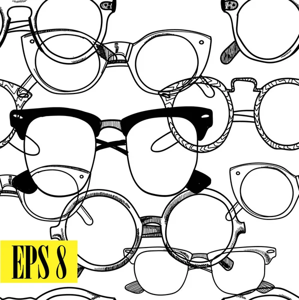 Óculos Padrão Sem Costura Desenho Mão Estilo Vintage Pontos Diferentes — Vetor de Stock
