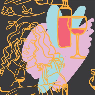 Şaraplı kusursuz model kız. Komik gerçek yazdırma.