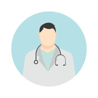 Tıbbi ikonlar. Doktor ve hemşire Avatarlar. vektör illüstrasyonu