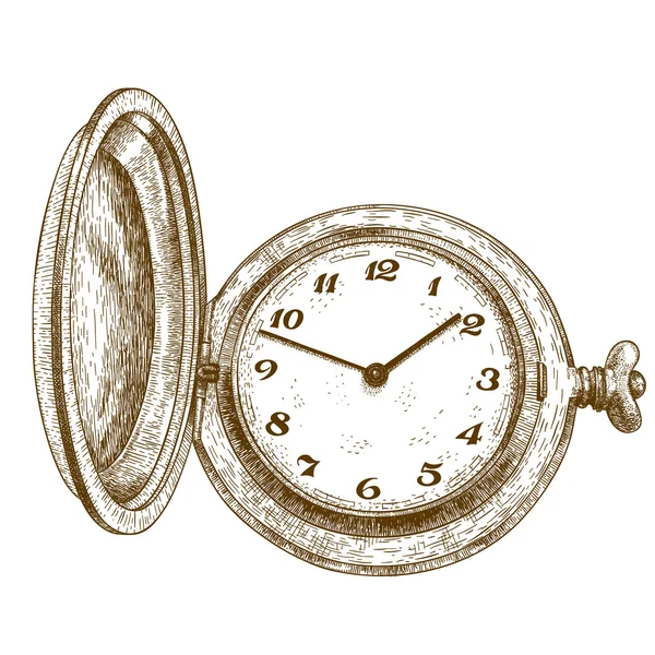 Gravure illustration de montre de poche — Image vectorielle