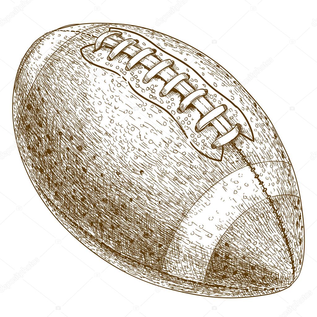 engraving  illustration of american football ball