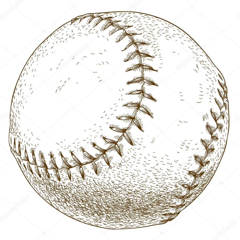 engraving  illustration of baseball ball