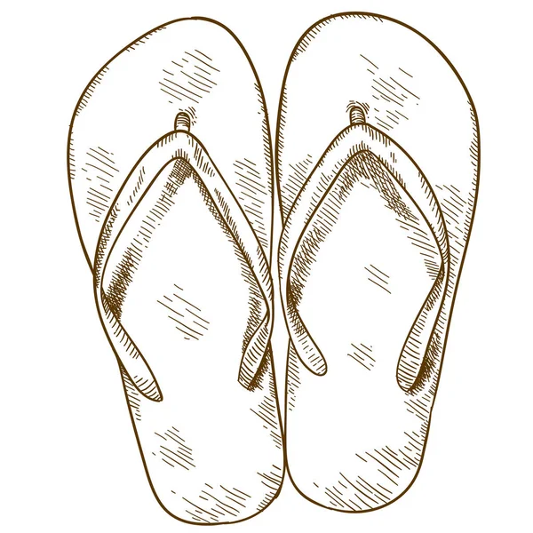 Engraving illustration of flip-flops — Stock Vector