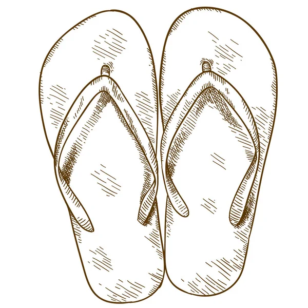 Gravierende Illustration von Flip-Flops — Stockvektor