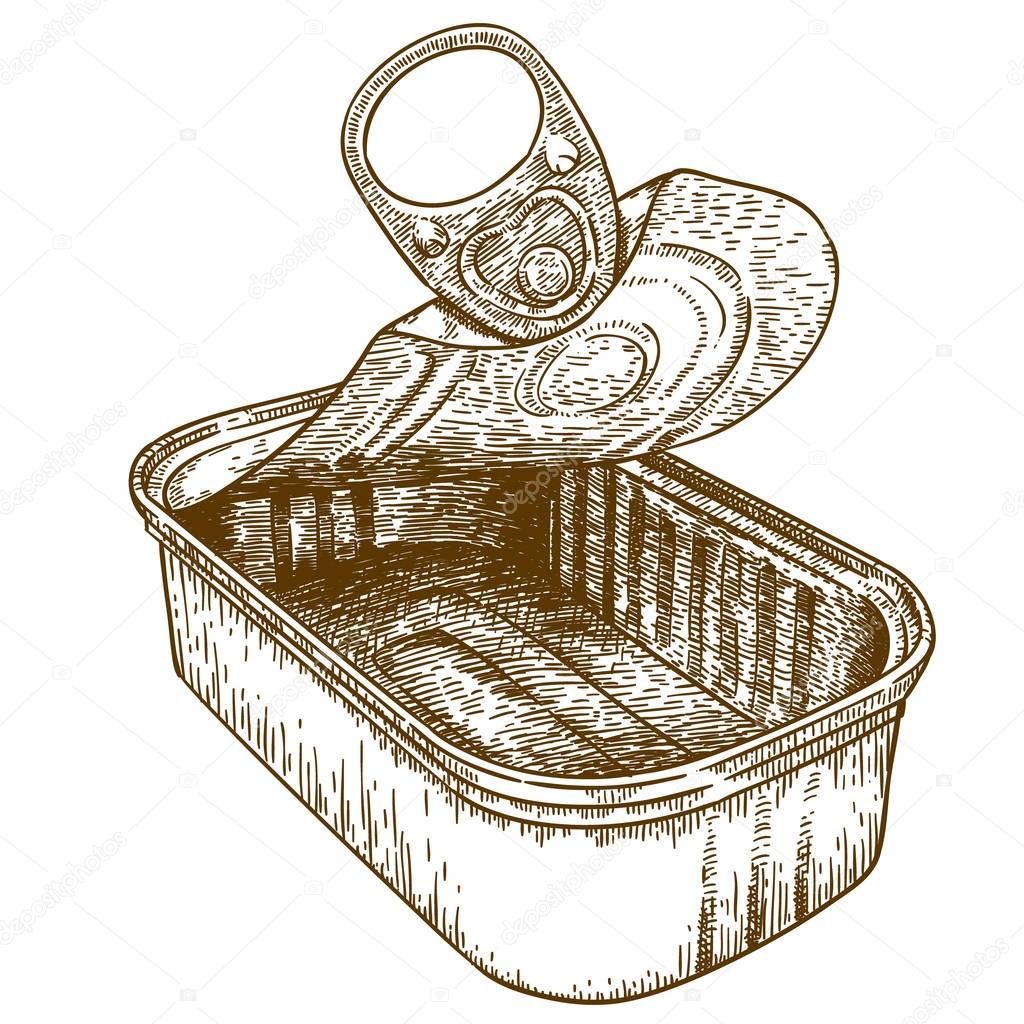 engraving illustration of open tin can conserve