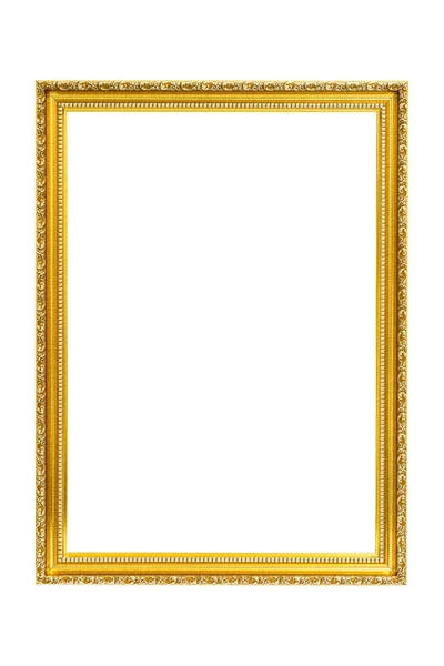 Marco de imagen vintage dorado aislado sobre fondo blanco — Foto de Stock