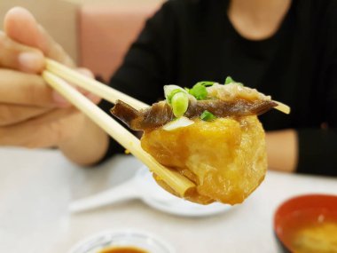 Japonca Kızarmış tofu biftek mantar ve sebze