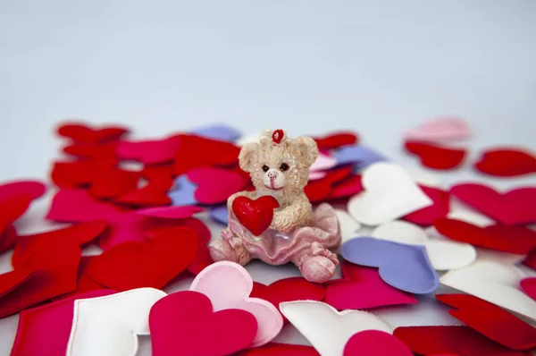 Valentine Day Hearts Bears Love — Stock Photo, Image
