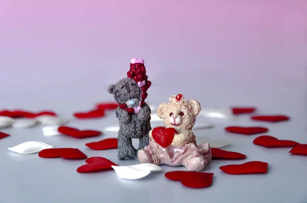 Valentine Day Hearts Bears Love — Stock Photo, Image