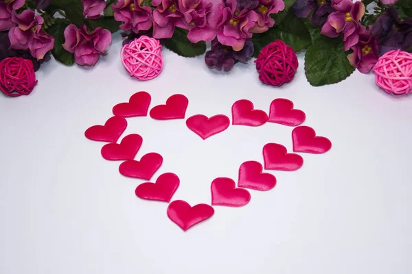 Heart made of hearts on a white background with copy space. Pink — Stock Photo, Image