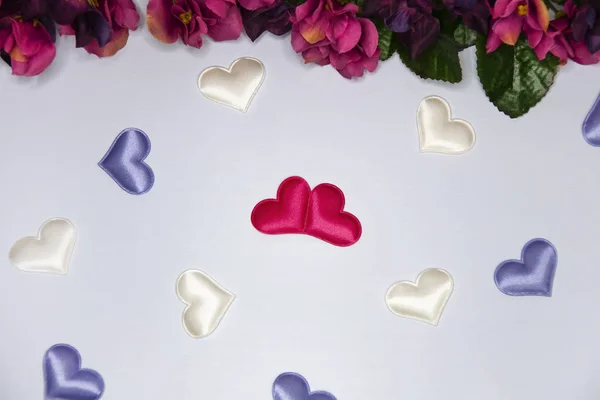 Flowers Hearts. Carte avec espace de copie — Photo