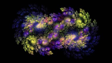 Sonsuzluk işareti şeklinde soyut fantastik uzay deseni. Mavi turuncu mor renkler. Tasarım ve yaratıcılık için kullan.