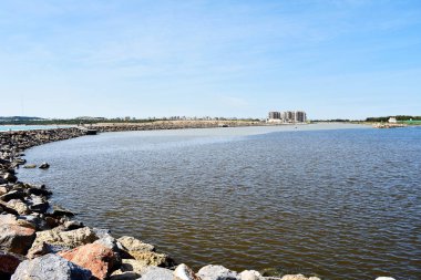 Segura nehri üzerindeki Gola del Segura Guardamar del Segura, Alicante. İspanya. Avrupa. 23 Eylül 2019