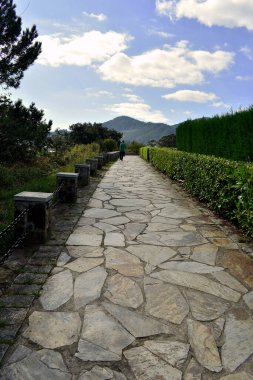 Sacido plajına giden yol, Viveiro, Lugo, Galiçya. İspanya. Avrupa. Ekim 05, 2019