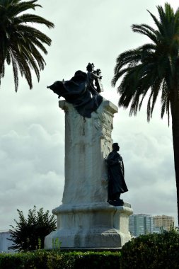 Mendez Nuez bahçesindeki Aureliano Linares Rivas anıtı. La Corua, Galiçya. İspanya. Avrupa. 8 Ekim 2019