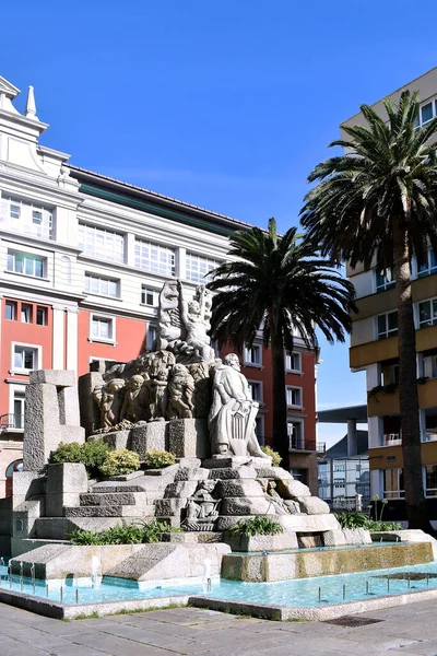 Monument Manuel Curros Enriquez Corua Galicia Spain Europe October 2019 — Stock Photo, Image