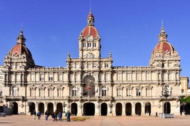 Mara Pita meydanında bir Corua belediye binası. La Corua, Galiçya. İspanya. Avrupa. 8 Ekim 2019