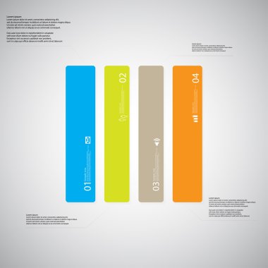 Dikdörtgen çizim şablonu, açık arka plan üzerinde dört renk parçadan oluşur