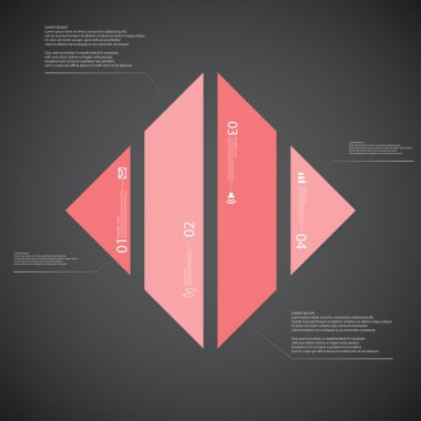 Rhombus illüstrasyon şablonu koyu arka plan üzerinde dört renkli parçalardan oluşur