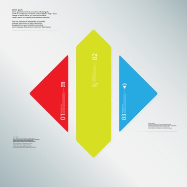 Üç renk parçalar açık mavi zemin üzerine Rhombus illüstrasyon şablonu oluşur