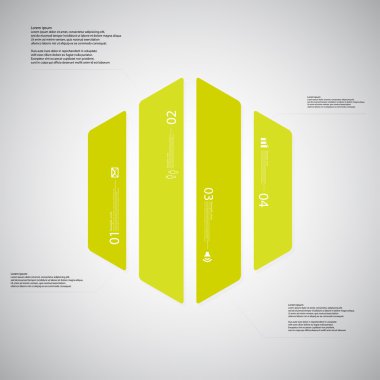 Altıgen illüstrasyon şablonu, ışık arka plan üzerinde yeşil dört bölümden oluşur