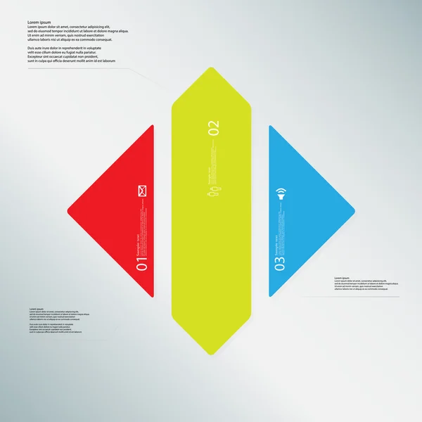 Rhombus illustratie sjabloon bestaat uit drie delen van de kleur op de lichtblauwe achtergrond — Stockvector